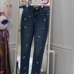 Joes jeans with adorable sunflower embroidery